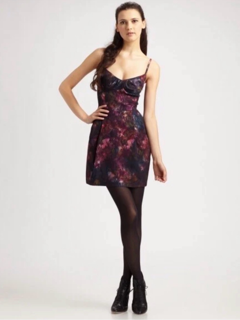 Nanette Lepore Silver Blaze Ruched Pleated Cocktail Party Dress Plum Size 4